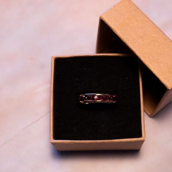 925 silver, gold plated and garnet ring - Picture 6 of 7